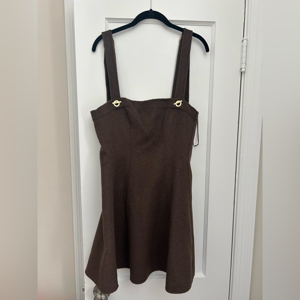 Gap x Cult Gaia size 10 Brown A-Line Suspender Mini Dress with Gold Hardware